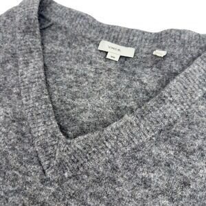 Vince Sweater Womens Medium Gray Merino Wool Alpaca Blend V-Neck Side Slit Knit